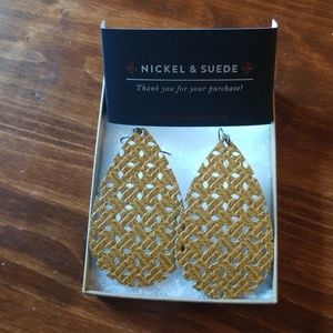 Nickel & Suede Tan Woven Earrings
